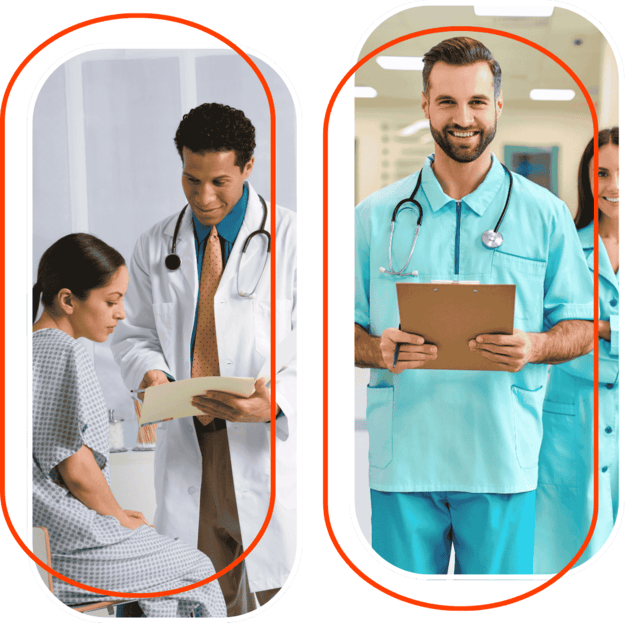 Medical team consulting with a patient